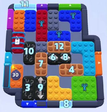 Color Block Jam level 1259 / 1258 / 2164: screenshot of the board