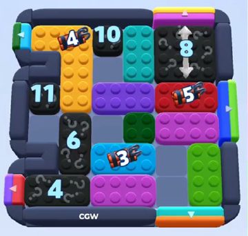 Color Block Jam level 939 / 941 / 1847: screenshot of the board