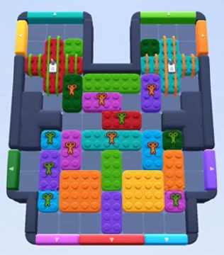 Color Block Jam level 211: screenshot of the board