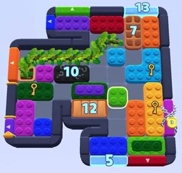 Color Block Jam level 1593 / 1596 / 1598: screenshot of the board