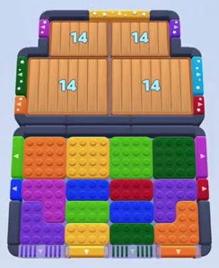 Color Block Jam level 156: screenshot of the board