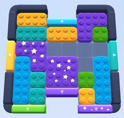 Color Block Jam level 38: screenshot of the board