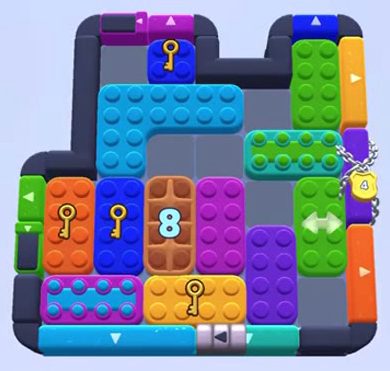 Color Block Jam level 1116 / 1184 / 1115 / 1182 / 1186 / 1763 / 2018: screenshot of the board