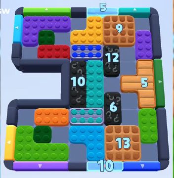 Color Block Jam level 1028: screenshot of the board