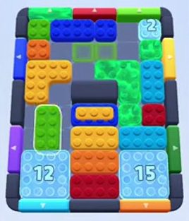 Color Block Jam level 123: screenshot of the board