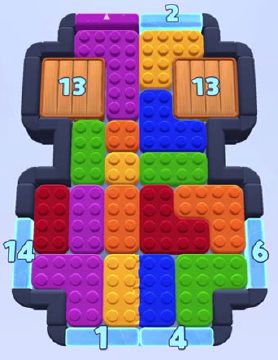 Color Block Jam level 1605 / 1606 / 1664 / 2596: screenshot of the board
