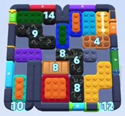 Color Block Jam level 1352 / 1353 / 2260: screenshot of the board