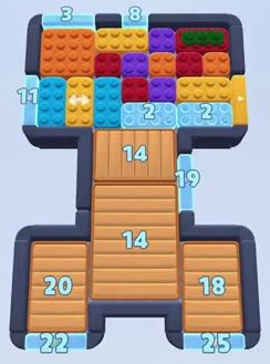 Color Block Jam level 121: screenshot of the board