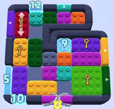 Color Block Jam level 1038 / 1037: screenshot of the board
