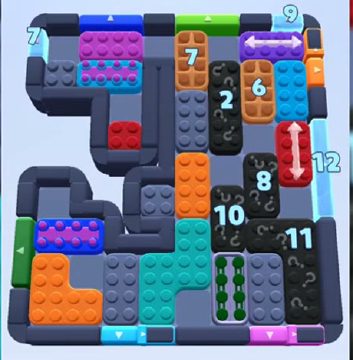 Color Block Jam level 1186 / 1187: screenshot of the board