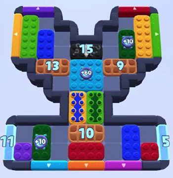 Color Block Jam level 1086: screenshot of the board