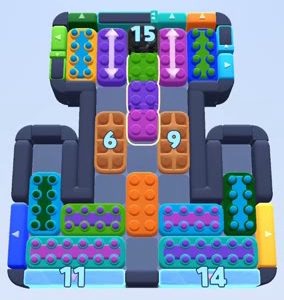 Color Block Jam level 1100: screenshot of the board