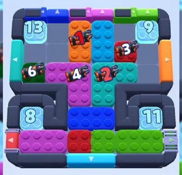Color Block Jam level 802: screenshot of the board