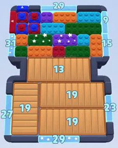 Color Block Jam level 109: screenshot of the board