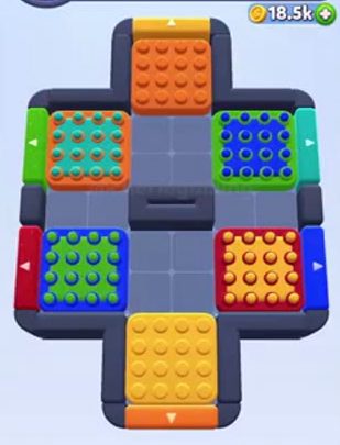Color Block Jam level 1043: screenshot of the board
