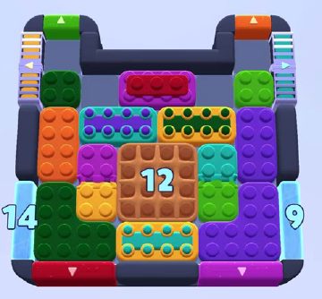 Color Block Jam level 1091: screenshot of the board