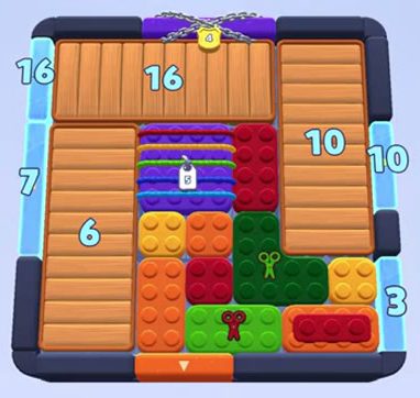Color Block Jam level 1601 / 1608 / 1667 / 2599: screenshot of the board