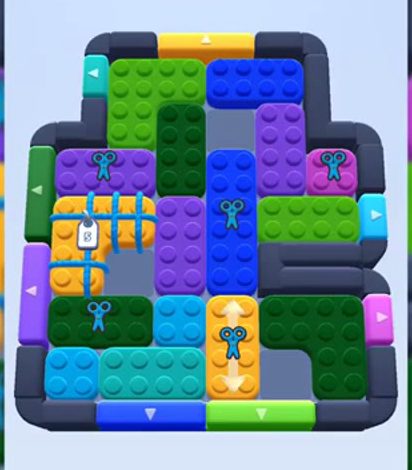 Color Block Jam level 555: screenshot of the board