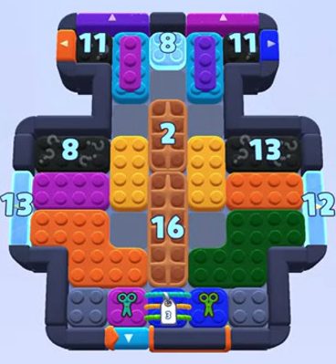 Color Block Jam level 1354 / 1358 / 1351 / 1383 / 2291: screenshot of the board