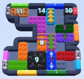 Color Block Jam level 1110 / 1130 / 2049: screenshot of the board