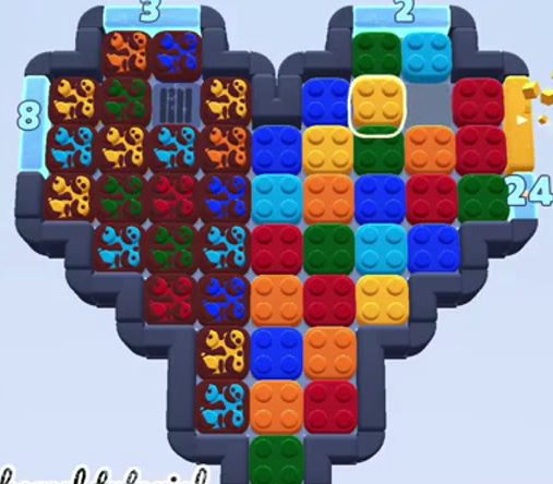 Color Block Jam level 1728 / 1876 / 2735: screenshot of the board