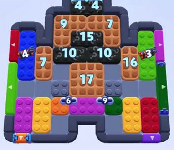 Color Block Jam level 1355 / 1399 / 2263: screenshot of the board