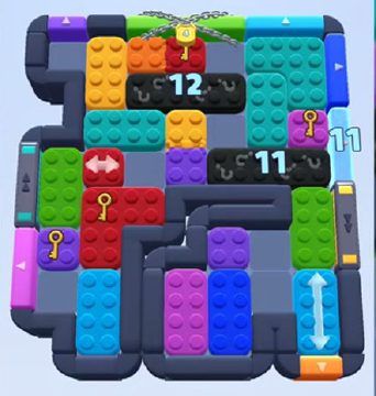 Color Block Jam level 718: screenshot of the board