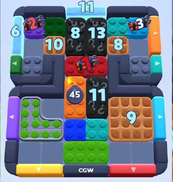 Color Block Jam level 943: screenshot of the board
