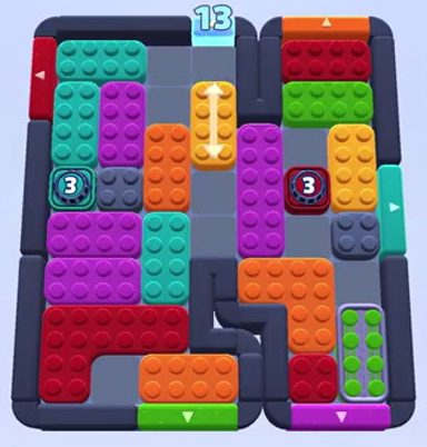 Color Block Jam level 1545 / 1548 / 1551 / 1553 / 1558: screenshot of the board