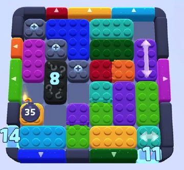 Color Block Jam level 1018: screenshot of the board