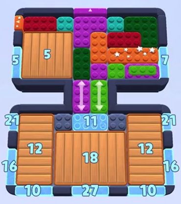 Color Block Jam level 1610 / 1669 / 2601: screenshot of the board