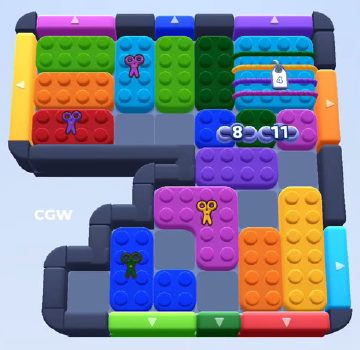 Color Block Jam level 966 / 967 / 1851: screenshot of the board