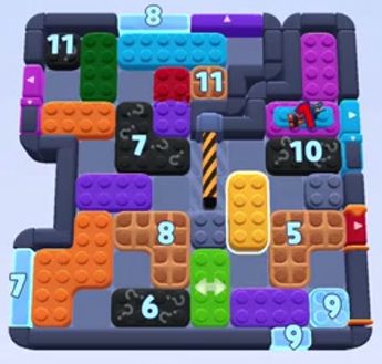 Color Block Jam level 1451 / 1496 / 2406: screenshot of the board