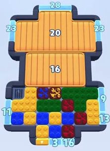 Color Block Jam level 1708 / 1856 / 2715: screenshot of the board