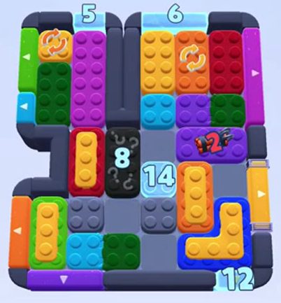 Color Block Jam level 1284: screenshot of the board
