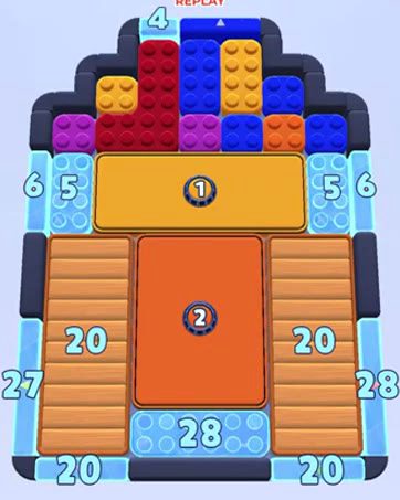 Color Block Jam level 1599 / 1600 / 1658 / 2590: screenshot of the board