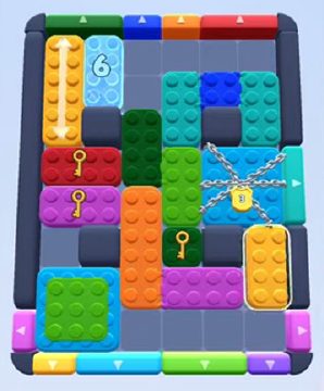 Color Block Jam level 56: screenshot of the board
