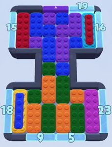 Color Block Jam level 25: screenshot of the board