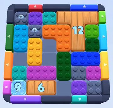 Color Block Jam level 340 / 447 / 734 / 1178: screenshot of the board