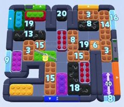 Color Block Jam level 1585 / 2496: screenshot of the board