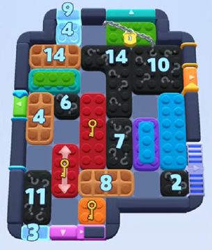 Color Block Jam level 1153 / 1173 / 2057: screenshot of the board