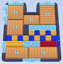 Color Block Jam level 212: screenshot of the board