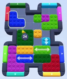 Color Block Jam level 165: screenshot of the board