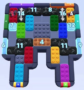 Color Block Jam level 1205 / 1203 / 2115: screenshot of the board